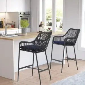 Outdoor Patio Seating Set 2 Chairs Set Braided And Rope