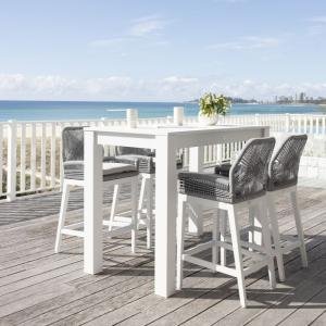 Outdoor Patio Bar Sets 4 Chairs and 1 Table Braided & Rope