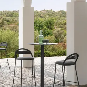 Outdoor Patio Bar Set 2 Chairs and 1 Table Set (Dark Grey) Braided & Rope