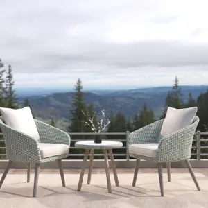 Outdoor Patio Seating Set 2 Chairs and 1 Table Set (Grey + White)