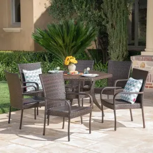 Outdoor Patio Dining Set 6 Chairs and 1 Table (Brown)