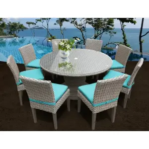 Outdoor Patio Dining Set 8 Chairs and 1 Table (Silver)