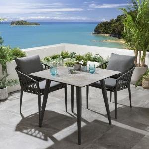 Outdoor Patio Seating Set 2 Chairs and 1 Table Set Braided & Rope