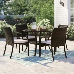 Outdoor Patio Dining Set 4 Chairs and 1 Table (Brown)