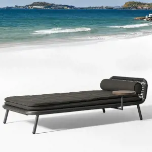 Outdoor Swimming Poolside Lounger (GREY) Braided & Rope
