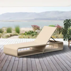 Outdoor Swimming Poolside Lounger (Beige)