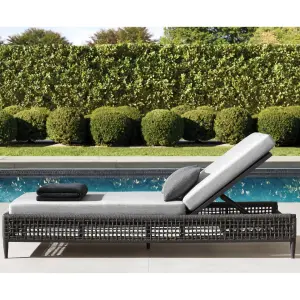 Outdoor Swimming Poolside Lounger (Grey) Braided & Rope