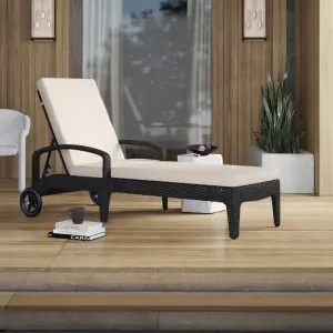 Outdoor Swimming Poolside Lounger (Black)