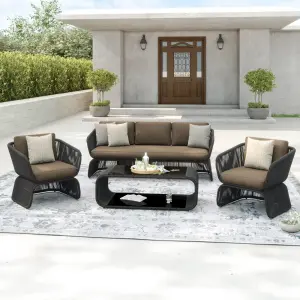 Outdoor Sofa Set 3 Seater, 2 Single seater and 1 Center Table Braided & Rope