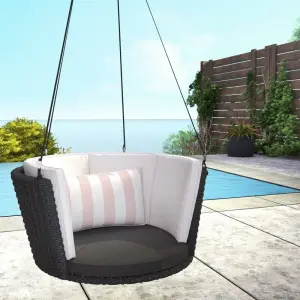 Single Seater Hanging Swing Without Stand For Balcony , Garden Swing (Black)