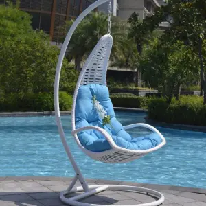 Single Seater Hanging Swing With Stand For Balcony , Garden Swing (White)