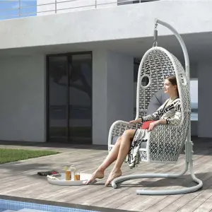 Single Seater Hanging Swing With Stand For Balcony , Garden Swing (Grey)