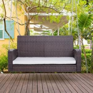 Double Seater Hanging Swing Without Stand For Balcony , Garden Swing (Dark Brown)