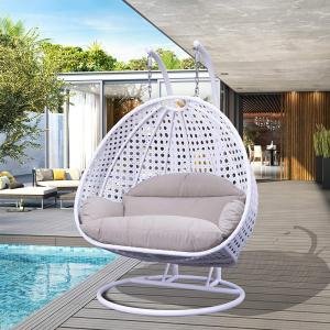Double Seater Hanging Swing With Stand For Balcony , Garden Swing (White)