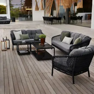 Outdoor Garden Balcony Sofa Set 3 Seater , 2 Seater, 1 Single Seater 1 Side Table and 1 Center Table Set (Grey)