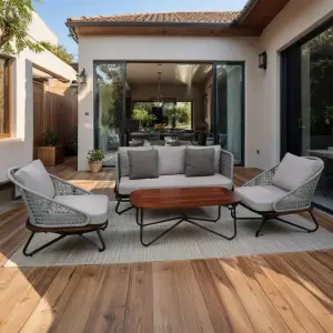 Outdoor Sofa Set 3 Seater, 2 Single seater and 1 Center Table Set (Grey)