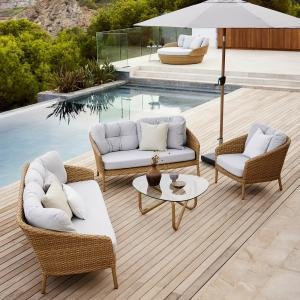 Outdoor Patio Sofa Set 3 Seater, 2 Seater 1 Single Seater and 1 Center Table (Brown)