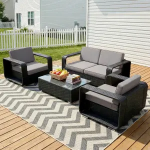 Outdoor Sofa Set 2 Seater, 2 Single seater , 1 Center table (Black)