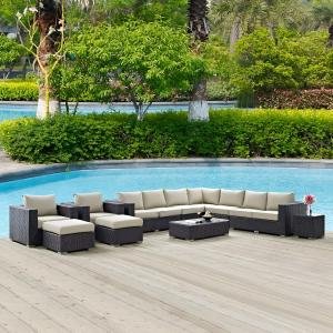 Outdoor Sofa 9 Seater for Garden, Balcony with L Shape Outdoor Sofa 9 Seater (Off White)