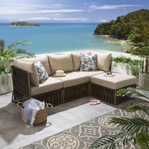 Outdoor Sofa Set 3 Seater and 1 Ottoman Set (Brown)